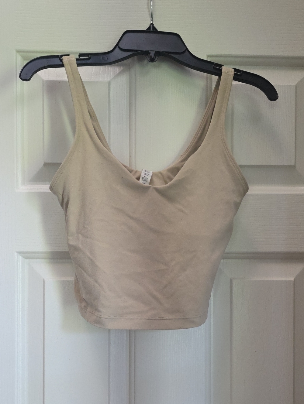 Beige Scoop Neck Women's Tank Top - Classic Crop